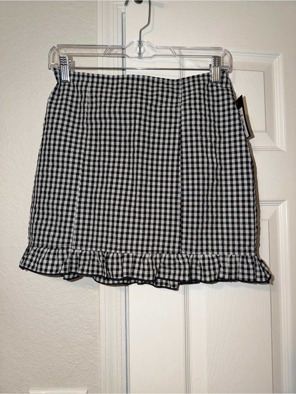 Art class Black and White Gingham Mini Skirt with Ruffle Hem